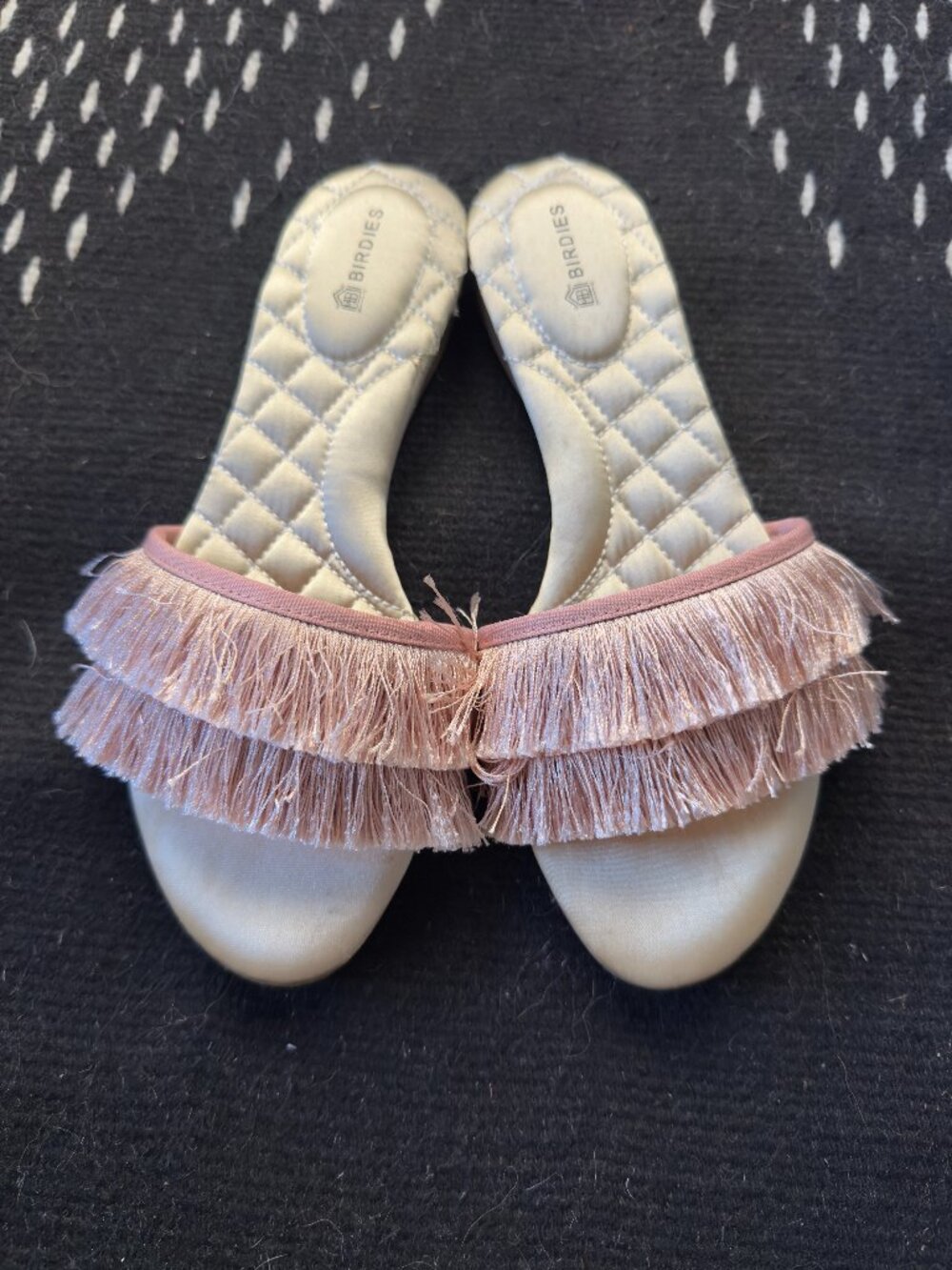 Birdies Sparrow Fringe Slide Sandals